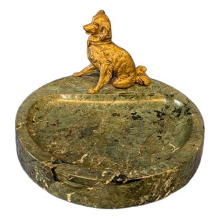 Early 20th Century Bronze Dog calling Card Holder For Sale
