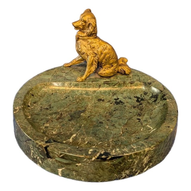 Early 20th Century Bronze Dog calling Card Holder For Sale
