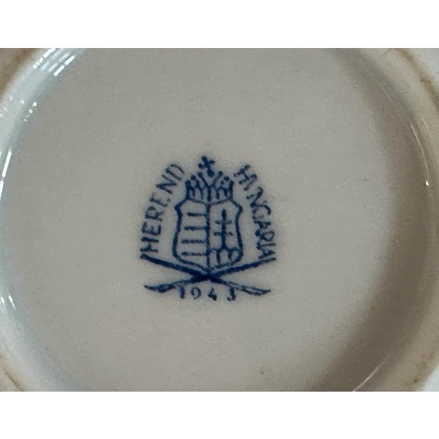 Ceramic 1940s Herend Trembleuse Cup and Saucer in Indian Basket Pattern- 2 Pieces For Sale - Image 7 of 9