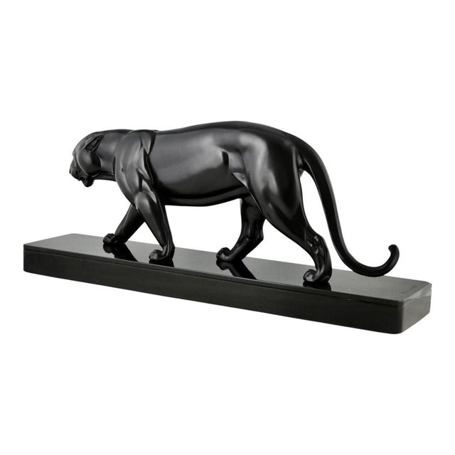 Metal Irenée Rochard, Art Deco Panther Sculpture, Black Patinated Metal, 1930s For Sale - Image 7 of 13