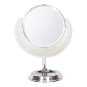 Art Deco Round Frosted Glass and Chrome Vanity Mirror