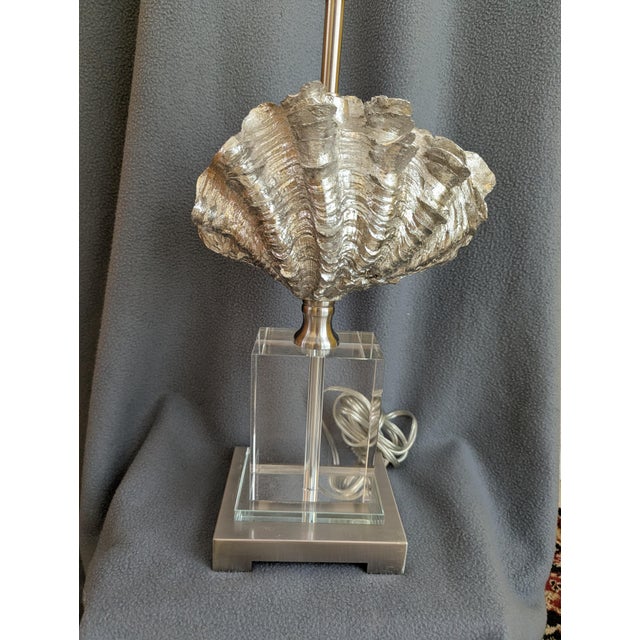Silver Late 20th Century Giant Silver Clam Shell Table Lamp For Sale - Image 8 of 11