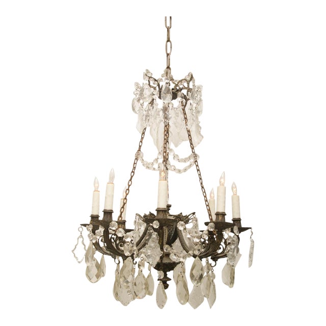 Iron and Crystal Converted Gas Light Chandelier Chairish