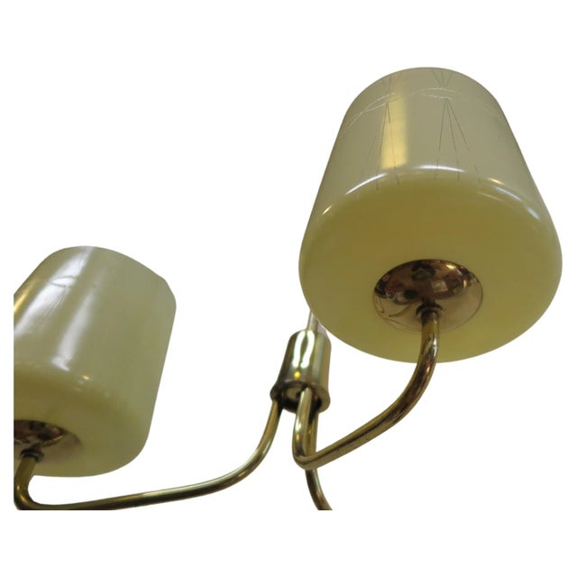 Austrian Mid Century Brass Opaline Glass Chandelier For Sale In New York - Image 6 of 11