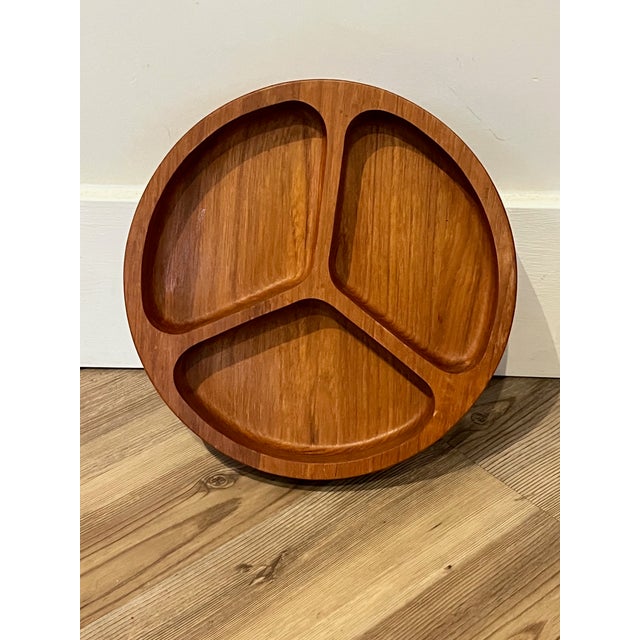 Mid-Century Modern Vintage Dolphin Divided Teak Wood Serving Bowl For Sale - Image 3 of 5