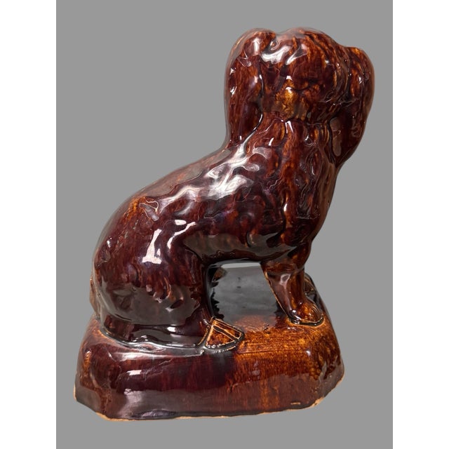 Antique Bennington or Rockingham Figural Spaniel Dog 10" Statue Sculpture For Sale - Image 11 of 12