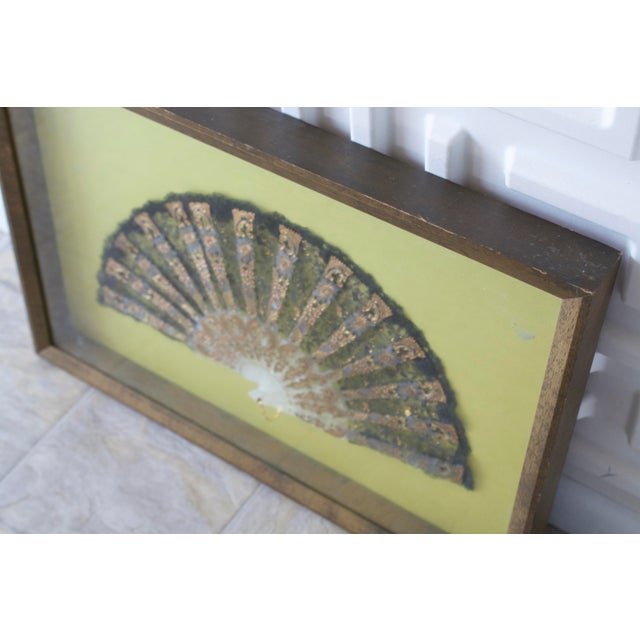 Chartreuse Victorian Lace Fan in Chartreuse Framed Shadowbox For Sale - Image 8 of 11