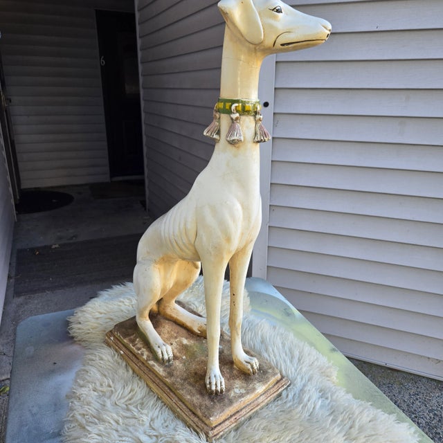 1940s Late Art Deco Sicilian Marwal Chalkware Greyhound.Statue For Sale In New York - Image 6 of 12