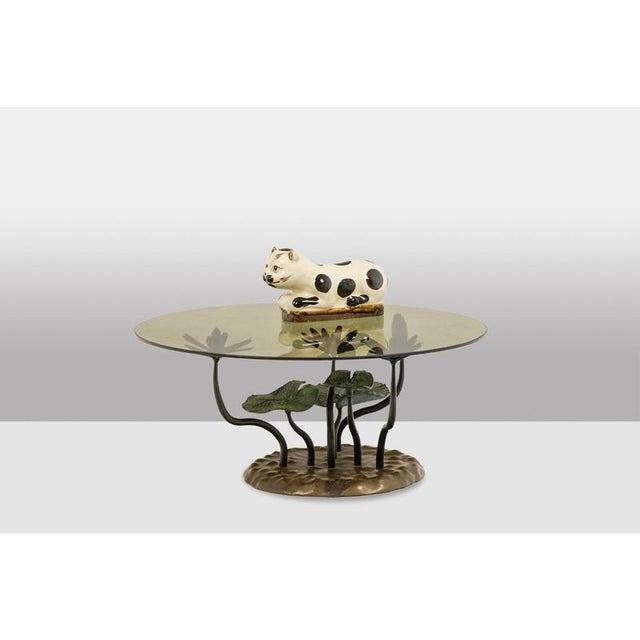 Metal Water Lily Coffee Table in Bronze, 1970s For Sale - Image 7 of 8