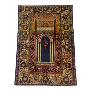 Antique Ottoman Turkish Rug | Mihrab Design With Columns and Lamp | 4x6 For Sale