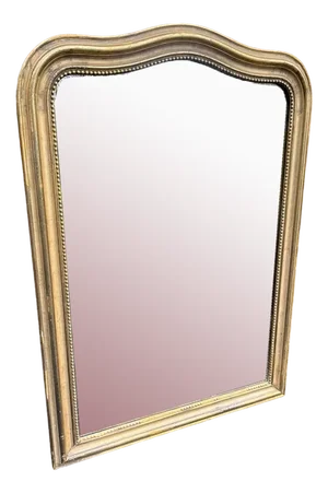 Large Antique 19th Century French Shaped Top Mirror