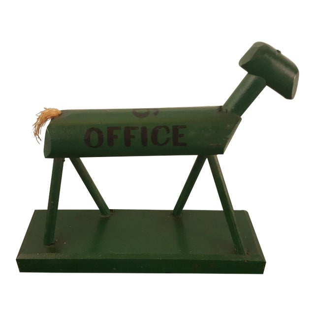 1960s Folk Art Office Green Wood Horse For Sale