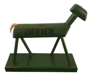 1960s Folk Art Office Green Wood Horse