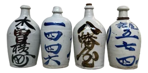 Japanese Tokkuri Sake Bottles, 1920s-1940s, Set of 4