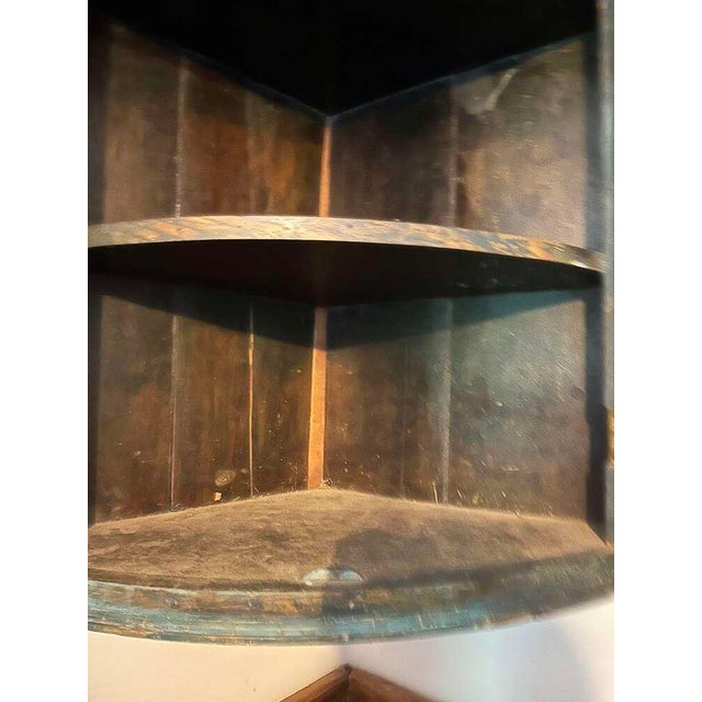 English Hanging Corner Cupboard, Original Blue/Green Paint, Circa 1820 For Sale In Providence - Image 6 of 8