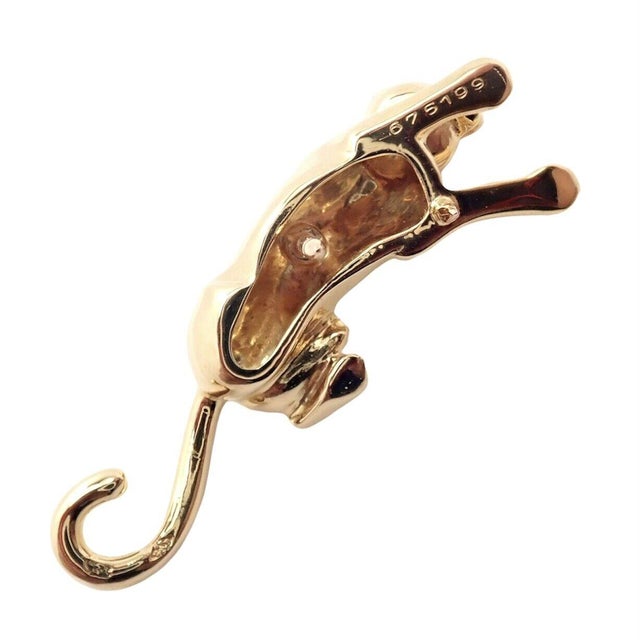 Cartier Panther Panthere 18k Yellow Gold Tie Lapel Pin For Sale - Image 9 of 10