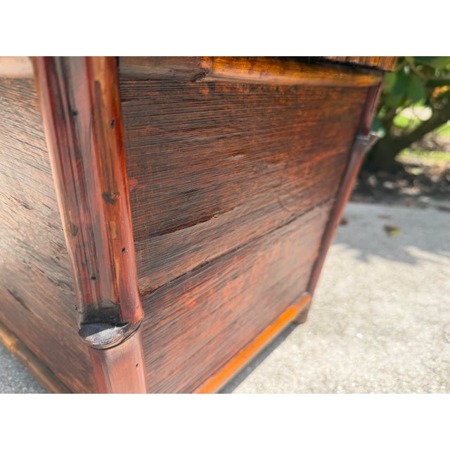 Vintage Bamboo & Wood Square Cachepot / Planter Stand – British Colonial Palm Beach Style For Sale - Image 11 of 11