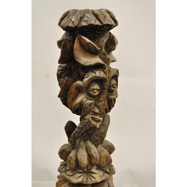 Late 20th Century Primitive Carved Wood Figural Tiki Totem Kinetic Wobbly Balancing Art Sculpture For Sale - Image 9 of 11