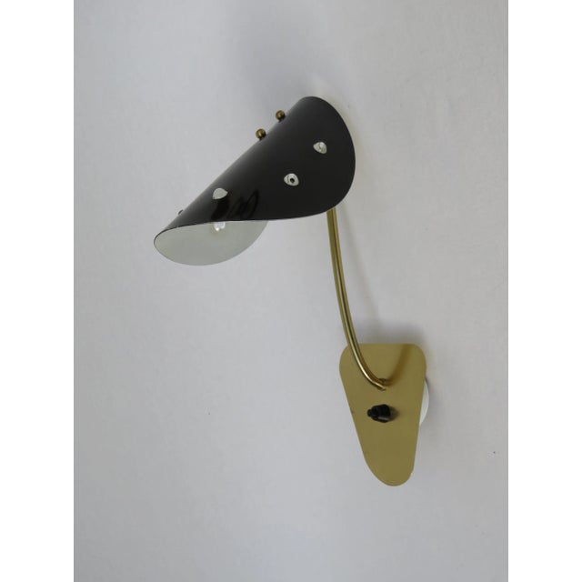 Metal Italian Brass, Black Lacquered Aluminum and Glass Bead Sconces, 1950s, Set of 2 For Sale - Image 7 of 18