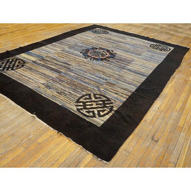 Textile 1900s Multi Antique Medallion Modern Shou Symbols Chinese Peking Carpet Rug For Sale - Image 7 of 12