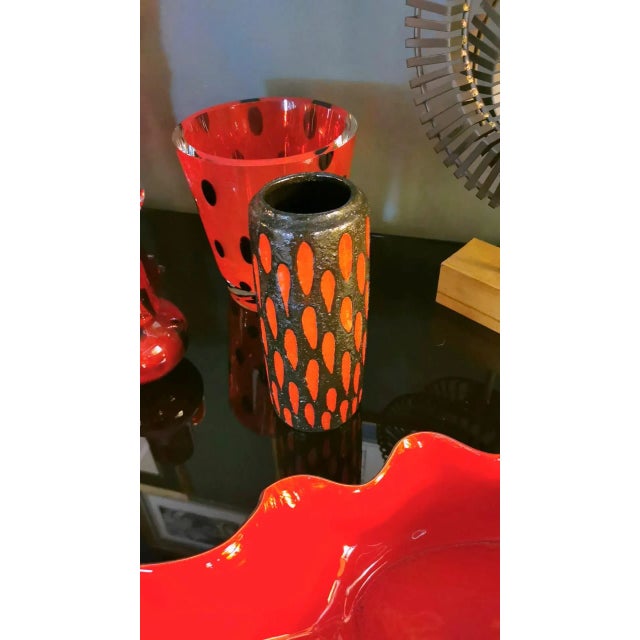 Vintage Fat Lava Style German Colored Ceramic Glazed Vase For Sale - Image 11 of 12