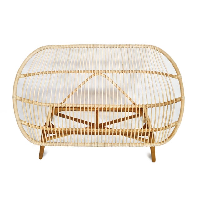 Rattan Oval Bench | Chairish