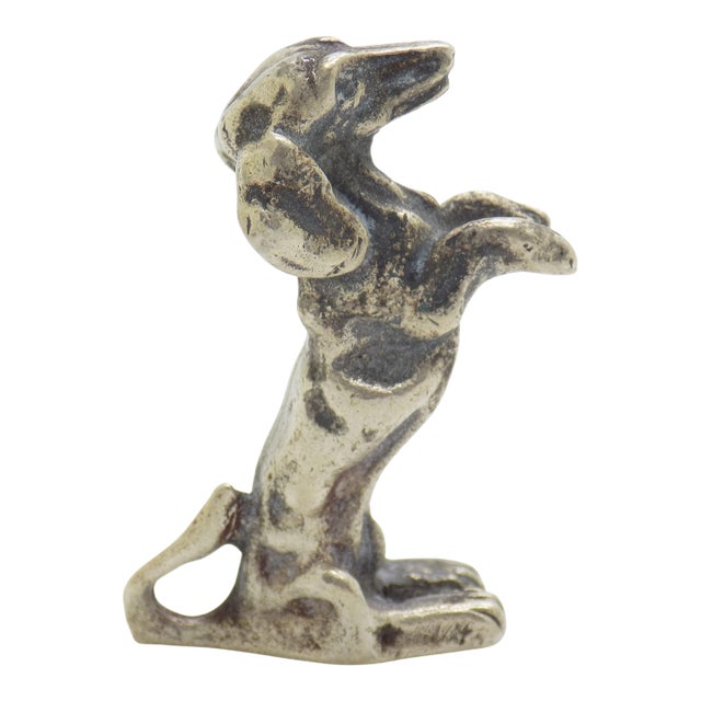 Vintage Italian Handmade Genuine Silver Standing Dog Figurine Solid Miniature For Sale