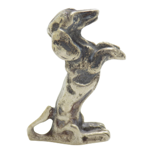 Vintage Italian Handmade Genuine Silver Standing Dog Figurine Solid Miniature