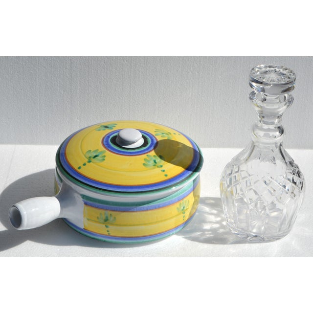 Rustic European 1970s Caleca Ceramic Hand Painted Italy Round Casserole With Lid Rustic European Pottery For Sale - Image 3 of 13