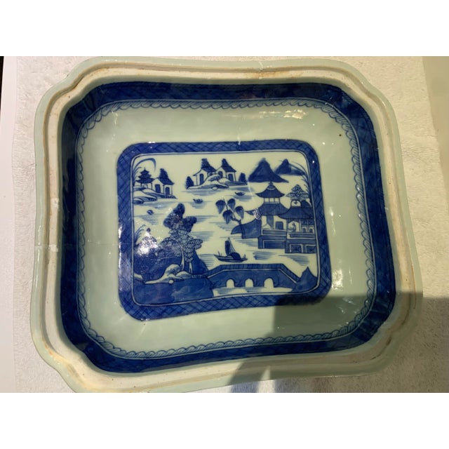 Chinese 18th Century Antique Chinese Canton Blue & White Porcelain Tureen-Qianlong For Sale - Image 3 of 12