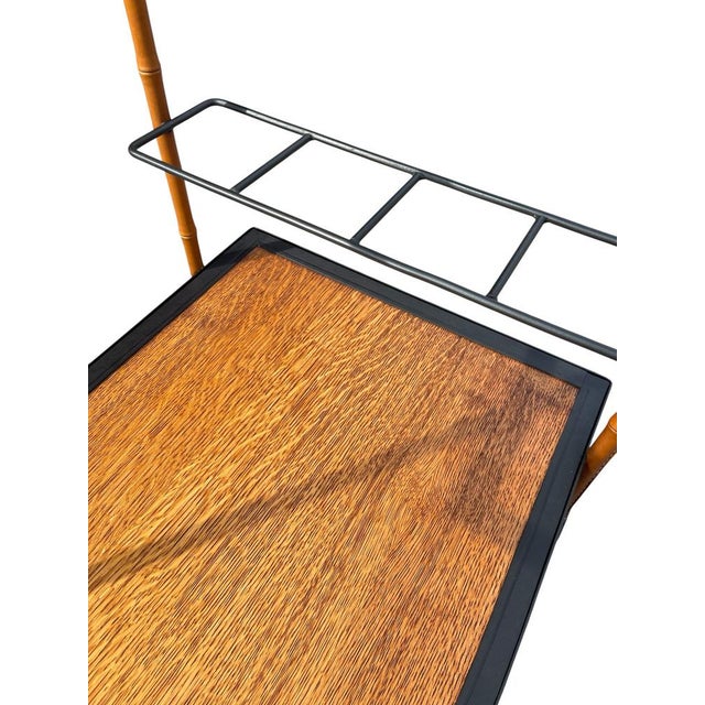 Stitched Leather Trolley by Jacques Adnet, 1950s For Sale - Image 12 of 13
