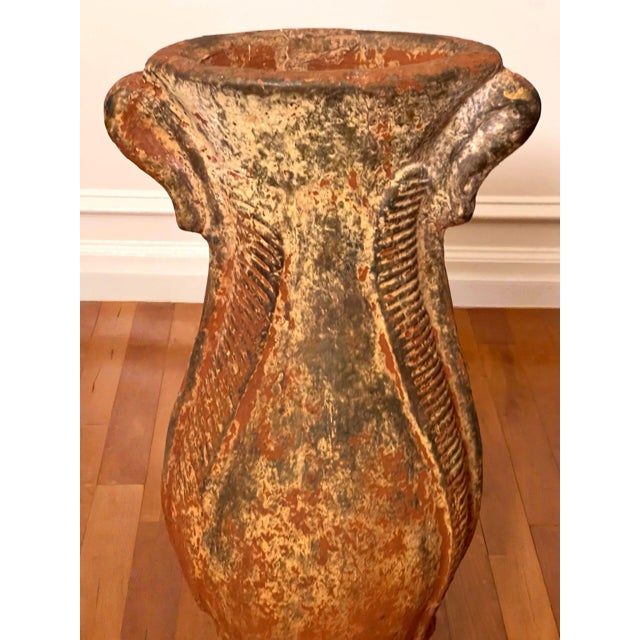 Ceramic 19th Century Mediterranean Studio Terra Cotta Floor Vase With Stylized Seahorses For Sale - Image 7 of 14