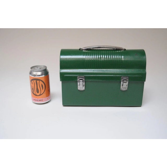 Metal Vintage Green Domed Tin Miner's Pail / Work Lunch Box For Sale - Image 7 of 12