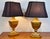 Antiqued Gold Leaf Urn Form Table Lamps With Black Shades - a Pair For Sale In West Palm - Image 6 of 10