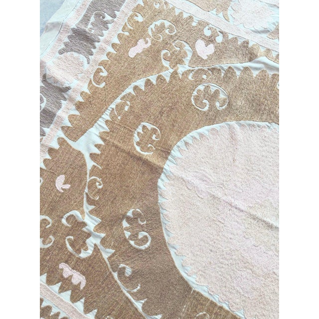 Vintage Hand-Embroidered Terracotta Suzani From Uzbek For Sale In New York - Image 6 of 8