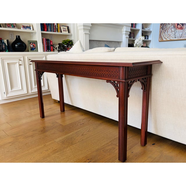Vintage Councill Craftsmen Mahogany Chippendale Fretwork Console Table For Sale - Image 4 of 11