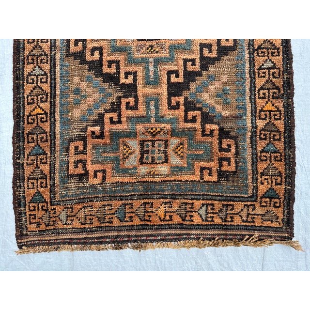 Antique Timuri Baluch Stepped Medallion Tribal Mat - 2'11" X 2'5" For Sale - Image 4 of 8