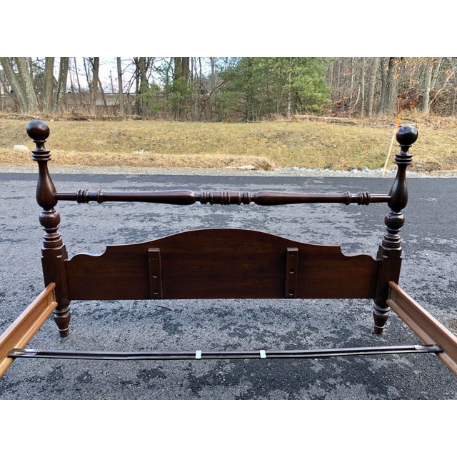 Ethan Allen Solid Cherry Cannonball Queen Bed Chairish