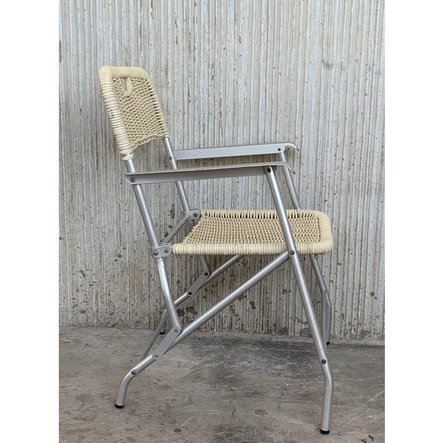 Mid 20th Century Mid-Century Modern Pair of Coated Cane and Aluminium Folding Armchairs For Sale - Image 5 of 18