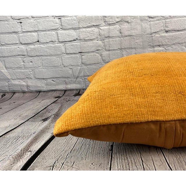 20 x 20 Hemp Pillow Turkish Cushion Natural Orange Pillow Cushion Cover For Sale - Image 4 of 4