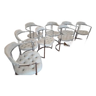 Set of 8 Chrome Vintage Dining Chairs From 1970’s For Sale