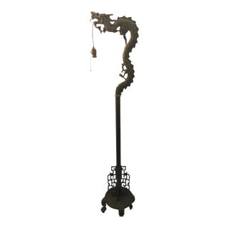 1920s Chinese Brass Dragon Floor Lamp For Sale