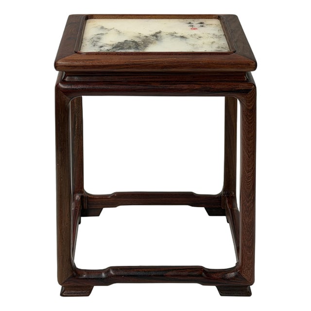 Square Dream Stone Inlaid Rosewood Slender Legs Display Stand For Sale