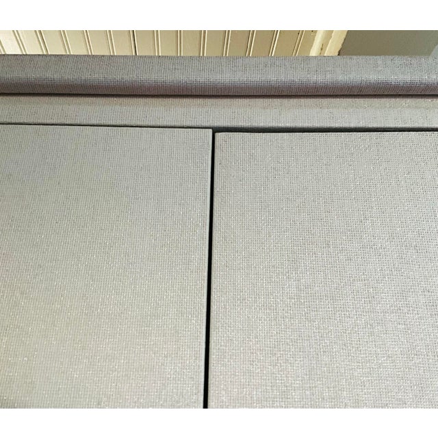 Late 20th Century Late 20th Century Contemporary White Painted Raffia-Clad Storage Cabinet Armoire With Adjustable Shelving & Hidden Drawers For Sale - Image 5 of 9