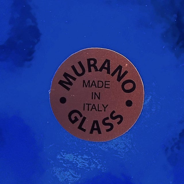Blue Blue Murano Glass Fazzoletto Vase from Dogi, Italy, 1970s For Sale - Image 8 of 9