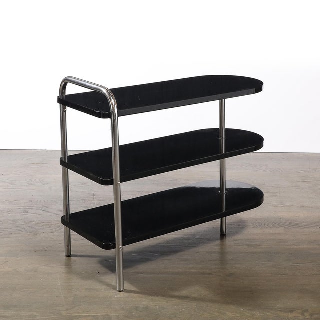 Art Deco Three-Tier Bullet Form Side Table, Model No 806 by Wolfgang Hoffman For Sale - Image 13 of 15