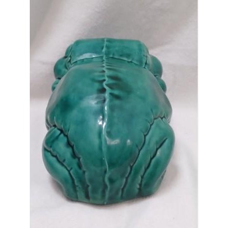 Italian 1950s Huge 9" Ceramic Green Bull Frog Garden Pond Pot Decor Whimsical For Sale - Image 13 of 18