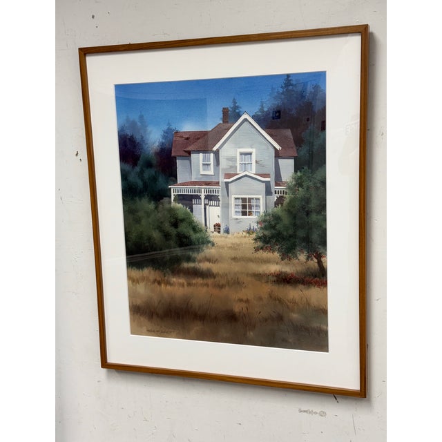 Traditional Melinda Cowdrey Whidby House Framed Watercolor, Circa 1995 For Sale - Image 3 of 11