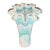 Vintage Murano Style Ruffle Rim Light Aqua & White Swirl Glass Handkerchief Vase For Sale