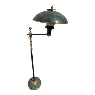 1980s Mid-Century Malachite Inspired Adjustable Reading Lamp For Sale